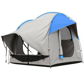 Outsunny 2000mm Waterproof SUV Tent, Car Tent with 3 Doors and Mesh Window, for 5-6 Person Camping Travel, Gray and Blue