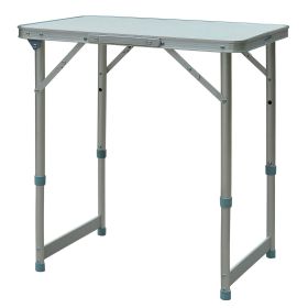 Outsunny 23" Portable Aluminum Camping Table with Faucet, Lightweight, Easy Clean, Adjustable Height - Folding Camp Table